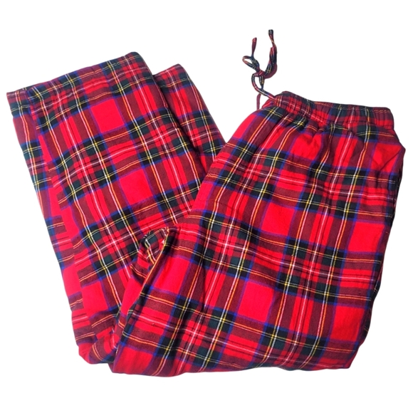 Lands End Men's Large Sherpa Fleece Lined Flannel Pajama Pant Tartan Plaid - Picture 1 of 8